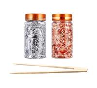 Lwuey Metallic Gilded Foil Flakes Kit - Gold/Silver/Rosegold Imitation Leaf for Resin, Nails, Crafts, Painting, Makeup, Jewelry Decoration, with Bamboo Tweezers (Silver+Rosegold)