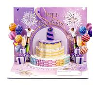 Lwuey Musical Birthday Card with Lights and Blowable LED Candles - Personalised Age Numbers, Blank Wishing Space, Fireworks Balloons Design for Men, Women, Mom, Friends of All Ages