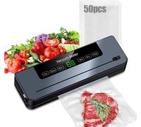 Lwuey Vacuum Sealer Machine for Food, Vac Pack with Cutter 50pcs Bags Sealing Storage Sous Vide Cooking Tool Dry and Wet One Touch Keep Fresh Vegatable Meat Fruit Grains Compact Kitchen Essential