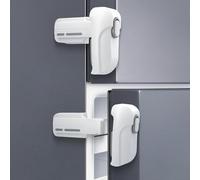 Lwuzkdo 2 Pack Dual Mode Fridge Locks, Upgraded Child Proof Refrigerator Lock with Sticky Adhensive Pads, Durable ABS Freezer Lock to Keep Door Closed, No Tools Need or Drill (White)