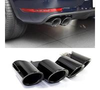 LwwGji Car Exhaust Tips Muffler Pipe For Porsche Macan 2019-2021,Tail Muffler,Exhaust Nozzle,2pcs/set,Stainless,Black-Black