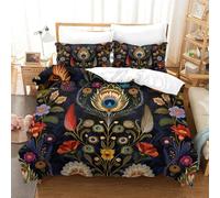 LWXEEOAVE 3D Print Duvet Cover Set Peacock Bedding Quilt Cover Microfiber with Zipper Closure Comforter Cover with Pillow3 Pcs for Kids Teens Adults Double（200x200cm）