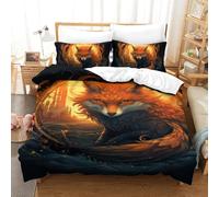 LWXEEOAVE 3D Printed Duvet Cover Set Fox Microfiber Comforter Cover with Zipper Closure Home Bedding Cover Sets for Boys Girls Single（140x200cm）