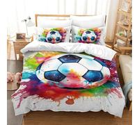 LWXEEOAVE 3D Printed Football Duvet Cover Bedding Set 3pcs,Soft Microfiber Quilt Cover with Pillowcases And Zipper Closure,for Adults And Teens Single（140x200cm）