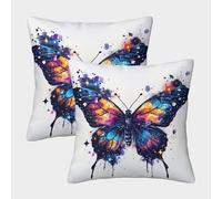 LWXEEOAVE Butterfly Cushion Cover 2 Pack Decorative Machine Washable Pillowcases Square Cushions with Invisible Zipper Cushion Covers For Livingroom Sofa Bedroom Throw Pillow Case 45x45cm