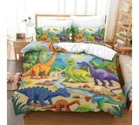 LWXEEOAVE Dinosaur 3D Printed Duvet Cover Set 3 Pieces Bed Duvet Set Soft Microfiber with Zipper Closure，Pillowcases for Teens And Adults Double（200x200cm）