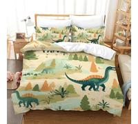 LWXEEOAVE Dinosaur 3D Printed Duvet Cover Set 3 Pieces Bedspread Soft Easy Care with Zipper Closure，Pillowcases for Kids Girls Boys Adults Bedroom Double（200x200cm）