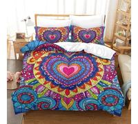 LWXEEOAVE Mandala 3D Print Duvet Cover Microfiber Quilt Cover with Zipper Closure for Kids Teens Adults Bedding 3-Piece Set Double（200x200cm）
