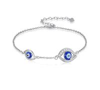LWXIE Diamond Evil Eye Bracelet 925 Sterling Silver Dainty Adjustable Bracelets Protection Jewelry Birthday Gift for Women