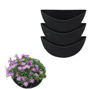 Lwxjjer Basket Liners, 3Pcs Half Round Planter Liner, 12/14/16 Inch Felt Flower Basket Liners, Black Wall Hanging Basket Felt Trough Liners for Wall Mounted Planters/Window Flower Baskets (14Inch)