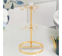 LWXPAIYY Coffee Mug Tree Holder Metal,Double Tier Mug TeaCups Holders Countertop,Coffee Mug Tea Cup Stand Storage Rack Tabletop Counter 6 Hooks(Crystal Ball)