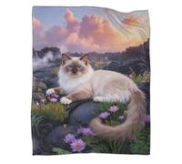 LWXWHR Birman Cat Fleece Throw Blanket, Super Soft & Cosy Flannel, Volcanic Rocks Throw, Versatile Warmth for Any Occasion Creative Gift for Her Or Him 80x90inch(200x230cm)