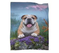 LWXWHR English Bulldog Fleece Throw Blanket, Super Soft & Cosy Flannel, Misty Grassland Throw, Versatile Warmth for Any Occasion Creative Gift For Adults/Kids 40x50inch(100x130cm)