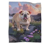 LWXWHR English Bulldog Fleece Throw Blanket, Super Soft & Cosy Flannel, Volcanic Rocks Throw, Versatile Warmth for Any Occasion Gifts 40x50inch(100x130cm)