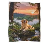 LWXWHR Golden Retriever Fleece Throw Blanket, Super Soft & Cosy Flannel, Rainforest Throw, Versatile Warmth for Any Occasion Gifts 40x50inch(100x130cm)