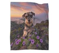 LWXWHR Miniature Schnauzer Fleece Throw Blanket, Soft Warm Cozy Flannel, Rock Flowers Blanket, for Sofa, Bed & Travel Unique Gift For Adults/Kids 50x60inch(127x152cm)