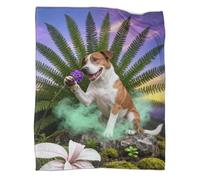 LWXWHR Native Dog Fleece Throw Blanket, Super Soft & Cosy Flannel, Ferns Throw, Versatile Warmth for Any Occasion Creative Gift For Adults/Kids 70x80inch(180x200cm)