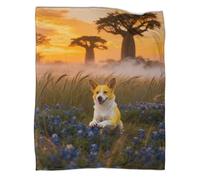 LWXWHR Native Dog Fleece Throw Blanket, Super Soft & Cosy Flannel, Grassland Throw, Versatile Warmth for Any Occasion Creative Gift For Women/Men 80x90inch(200x230cm)