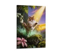 LWXWHR Norwegian Forest Cat Canvas Wall Art Greenery Canvas Prints Modern Decorations for Bedroom, Living Room, Or Kitchen 20x30inch(50x75cm)