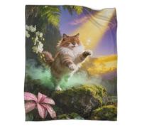 LWXWHR Norwegian Forest Cat Fleece Throw Blanket, Super Soft & Cosy Flannel, Greenery Throw, Versatile Warmth for Any Occasion Creative Gift For Women/Men 50x60inch(127x152cm)