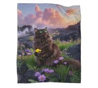 LWXWHR Norwegian Forest Cat Fleece Throw Blanket, Super Soft & Cosy Flannel, Volcanic Rocks Throw, Versatile Warmth for Any Occasion Creative Gift for Her Or Him 40x50inch(100x130cm)