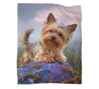 LWXWHR Yorkshire Terrier Fleece Throw Blanket, Super Soft & Cosy Flannel, Misty Grass Throw, For Living Room, Bedroom, And Car Unique Gift for Her Or Him 60x80inch(150x200cm)