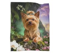 LWXWHR Yorkshire Terrier Fleece Throw Blanket, Super Soft & Cosy Flannel, Plants Throw, Versatile Warmth for Any Occasion Creative Gift For Adults/Kids 60x80inch(150x200cm)