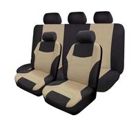 LWYETRD Auto interior Universal Car For Seat Cover 9-Piece Polyester Covers Four Seasons Replacement Upgrade Accessories(Beige)