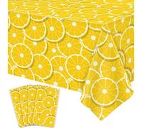 LWYGEGJO 4 Pack Lemon Tablecloth Lemons Summer Party Tablecover Rectangle Lemons Table Cover 51 x 86 Yellow Lemons for Lemon Theme Birthday Party Wedding Shower Supplies Lemon Table Decorations