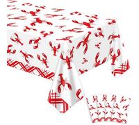 LWYGEGJO 4Pcs Crawfish Tablecloth Birthday Party White and Red Crawfish Table Covers 51 x 86 Rectangle Lobster Table Cloth for Birthday Party Baby Shower Wedding Decoration Supplies