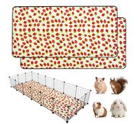 LWYMX 2 Pack Guinea Pig Cage Liners, 36"x 72" Washable Waterproof Bedding for Rabbit, Bunny, Hamster & Small Animals, Reusable Super Absorbent Pee Pads for C&C Cage, Strawberry Print