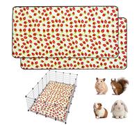 LWYMX 2 Pack Guinea Pig Cage Liners, Washable Waterproof Super Absorbent Pee Pads (48x60 inch 2pack, Strawberry)