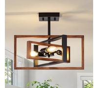 LWYTJO Black Ceiling Lights Living Room, 3 Lights Black Chandeliers Ceiling Light, Vintage Semi Flush Mount Ceiling Lights Fixture for Bedroom, Dining Room, Lounge, Hallway, Kitchen