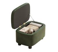 LWZBBGSL Multifunction Footrest Ottoman, Storage Stools,Cube Strong Wooden Frame Living Room Foot Stool Toy Box,Leather Upholstered Pouffe Footstool (Color : Brown) (Dark Green)
