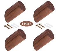 LWZko 4 Pieces Wooden Coat Hooks, Wooden Hat Hooks, Natural Wood Coat Hooks, Natural Solid Walnut Wood Modern Handmade Wall Mounted Coat Hook for Wall, Kitchen, Bedroom, Office (Brown)