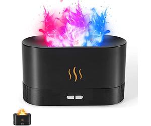 LWZY Flame Air Aroma Diffuser Humidifier, 7 Flame Color Noiseless Essential Oil Diffuser for Home,Office,Yoga with Auto-Off Protection (Black)