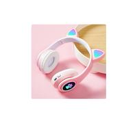 (LX-B39B Pink) Bluetooth Wireless Headphones Cat Ear Glow Light Stereo Bass Helmets Children Gamer Girl Gifts PC Phone Gaming Headset