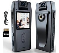LX-VIECKDUN Body Camera,1080P HD Mini BodyCam,Night Vision Wearable Camera with Audio&Video Recording,64GB Small Personal Camcorder Recorder,Sport Action Body Worn Cam for Work,Travel,Vlogging