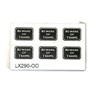 LX290-OO Laser Engraved Beware Of Trams Sign (Pack of 6) By Scale Model Scenery For OO Scale Model Railway Layouts & 1:76 Diecast Dioramas
