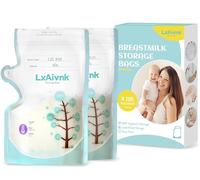 LXAIVNK Breastmilk Storage Bags 6oz 105 Count 180ml Milk Storage Bags Freezer Safe with Double Seals,No Leak Milk Bags,Easy Open Upgraded Strength Thin Design Milk Bags for Breastfeeding Essentials