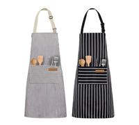 LXBCTOP 2 Pack Kitchen Aprons With Pockets, Aprons For Men With 2 Pockets, 2 Women'S Cooking Apron, Unisex Adjustable Bib Apron, For Cooking, Baking, Painting, Housework