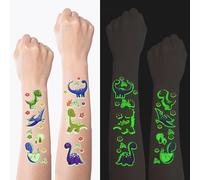 LXBCTOP 40 Sheets Dinosaur Temporary Tattoos for Kids, Luminous Kids Temporary Tattoos, Dinosaur Cartoon Tattoo, Glow in The Dark Childrens DinosaurTattoos for Children Party Birthday Gifts