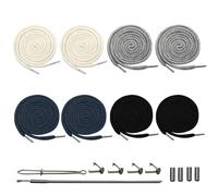 LXBCTOP 8 PCS Replacement Drawstring Cord, 130cm Universal Cotton Drawstrings, Round Cotton Drawstring with Metal Lock Ends, Replacement for Pants Sweatpants Hoodies Jackets Shoes