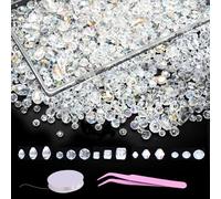 LXBCTOP 800 PCS Glass Beads, 4/6/8mm Faceted Crystal Bead, 5 Shapes Mixed Glass Beads for Crafting with Storage Box, Crystal Bead for Jewellery Making for DIY Necklace Bracelet Earring