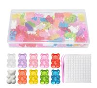 LXBCTOP Pack of 100 Resin Gummy Bears, Cute Resin Rubber Bears, Colourful Cartoon Bear with Tweezers, Embellishments Bears Candy for DIY Crafts, Hair Clip, Brooch, Mobile Phone Case, Scrapbooking