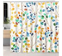 LXBNI Extra Wide Boho Floral Shower Curtain, Colorful Botanical Flower Leaf Bohemian Waterproof Shower Curtain with Hooks, Bathroom Decor Washable Polyester Curtain 96x72 Inches, Yellow Blue