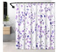 LXBNI Floral Leaf Shower Curtain, Colorful Flower Leaves Bohemian Polyester Fabric Shower Curtain with Plastic Hooks, Bathroom Decor Machine Washable Curtain 72x72 Inches, Purple