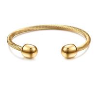LXBQYSTO Cable Wire Twisted Cuff Bangle Bracelet For Women 14K Gold/rose/silver Stainless Steel Jewelry for Women Gift, M, Stainless Steel, no gemstone