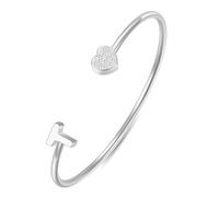 LXBQYSTO Initial Bangle Bracelets Letter A to Z Gold Stainless Steel Heart Bangle Name Cuff Bracelect for Women Non Tarnish Cute Jewelry Gift for Her Flexible Adjustable Size, M, Stainless Steel, no