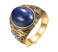 LXBQYSTO Retro Large Tiger Eye Stone Turquoise Wedding Ring For Men Classical Gothic Stainless Steel Rings, 11.5, Stainless Steel, Created Turquoise